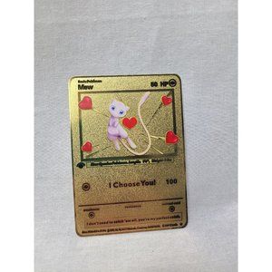 Mew I Choose You Love Heart Valentine Gold Metal Card- Brand new